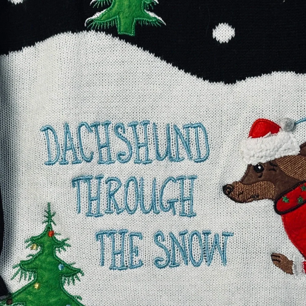 Holiday Time Dachshund Through the Snow Ugly Christmas‎ Sweater 2X